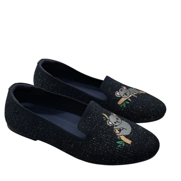 Vivaia Audrey Round-Toe Embroidered Loafer navy metallic koala bear design - Picture 2 of 11